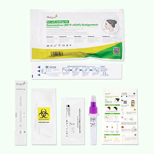 Hotgen 5 x Tamponi Covid 19 Rapido 2025 Nasale, Kit Rapido Tampone per l'Antigene SARS-COV-2 –Test Antigenico Rapido,Validato per tutte le Varianti 2025, Scatola da 5 Test