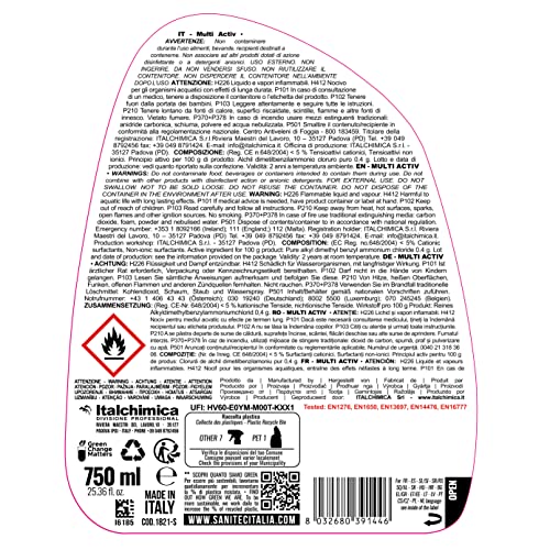 Sanitec, Multi Activ Sgrassante Disinfettante Multiuso Ideale per la Disinfezione di Superfici, Elimina il 99,9% dei Batteri, Presidio Medico Chirurgico, 6 Flaconi da 750 ml