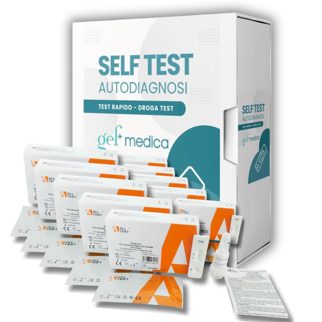 GEF Medica - Test Antidroga Salivare Rapido - Screening di Sostanze THC in 5 Minuti - Autotest Monouso, Non Invasivo e Preciso - Kit Completo