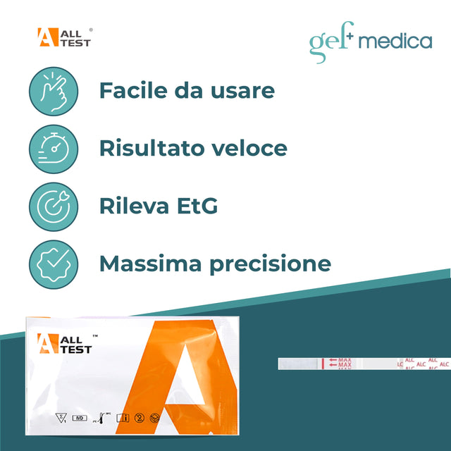 GEF Medica - Alcol Test Salivari Rapidi per Screening Personali, Strisce Alcolimetriche All Test, Prevenzione e Controllo Alcol, Monouso, Portatili, Sicure e Affidabili, Risultato in 2 Minuti (1)