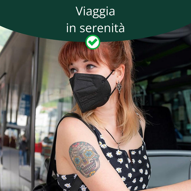 gef + medica - Mascherine FFP2 Certificate CE con elastici comodi e resistenti - Sicure ed imbustate Singolarmente - Made in Italy (Nero, 25)