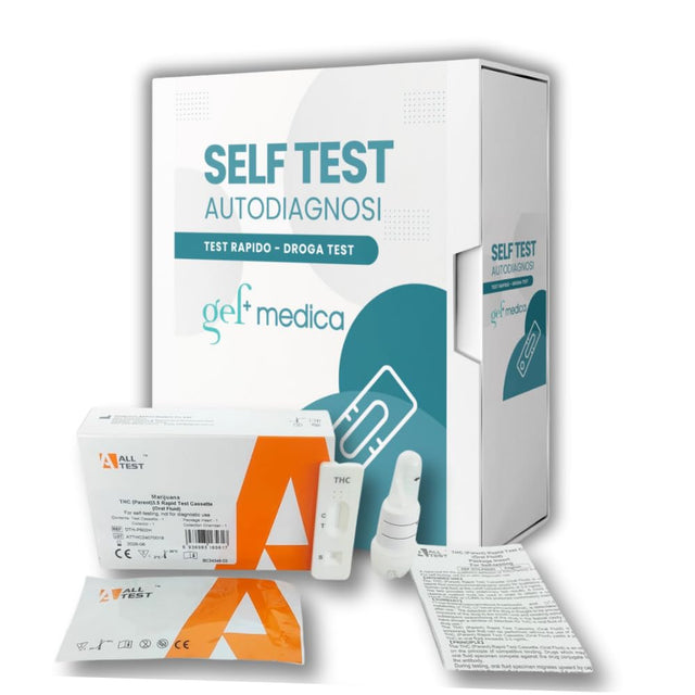 GEF Medica - Test Antidroga Salivare Rapido - Screening di Sostanze THC in 5 Minuti - Autotest Monouso, Non Invasivo e Preciso - Kit Completo