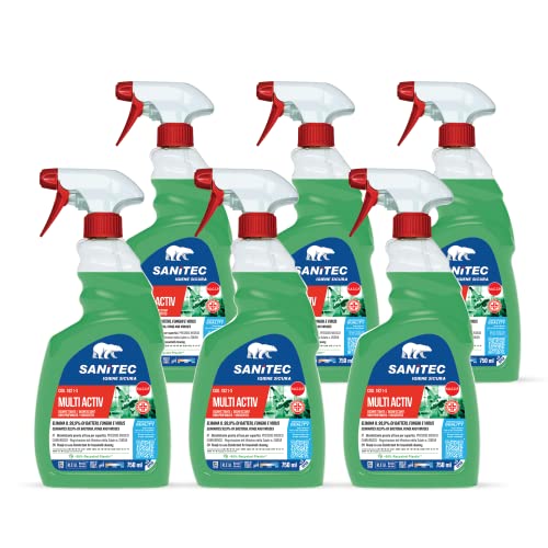 Sanitec, Multi Activ Sgrassante Disinfettante Multiuso Ideale per la Disinfezione di Superfici, Elimina il 99,9% dei Batteri, Presidio Medico Chirurgico, 6 Flaconi da 750 ml